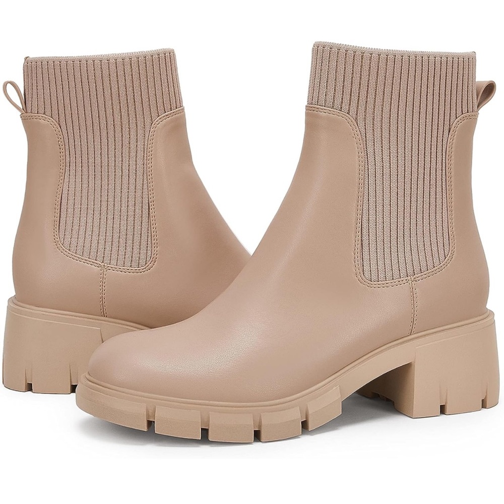 Amazon | Ruanyu | Lug Sole Chelsea Boots